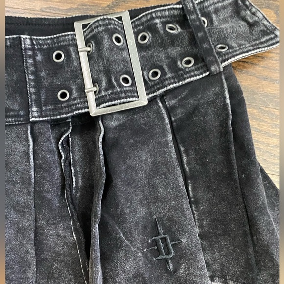 Darker Waves | NWOT’s cyber Y2K gothic grunge micro mini acid wash pleated skirt - Picture 3 of 6